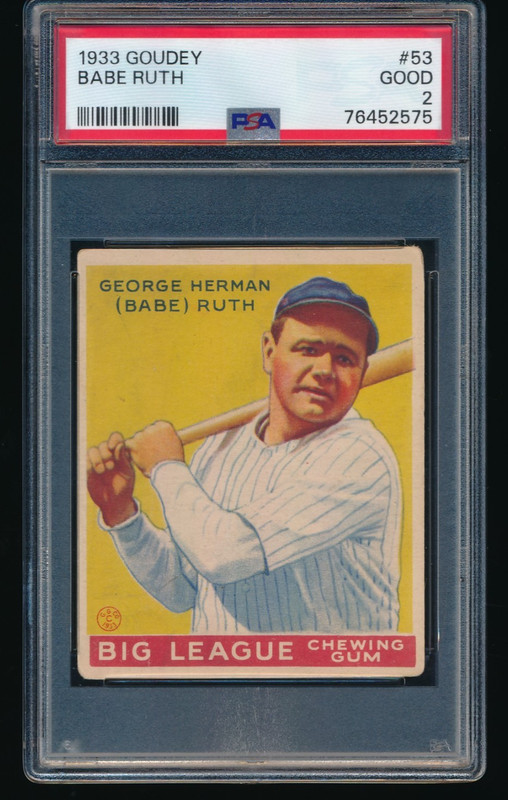 1933 Goudey #53 Babe Ruth New York Yankees PSA 2 GOOD