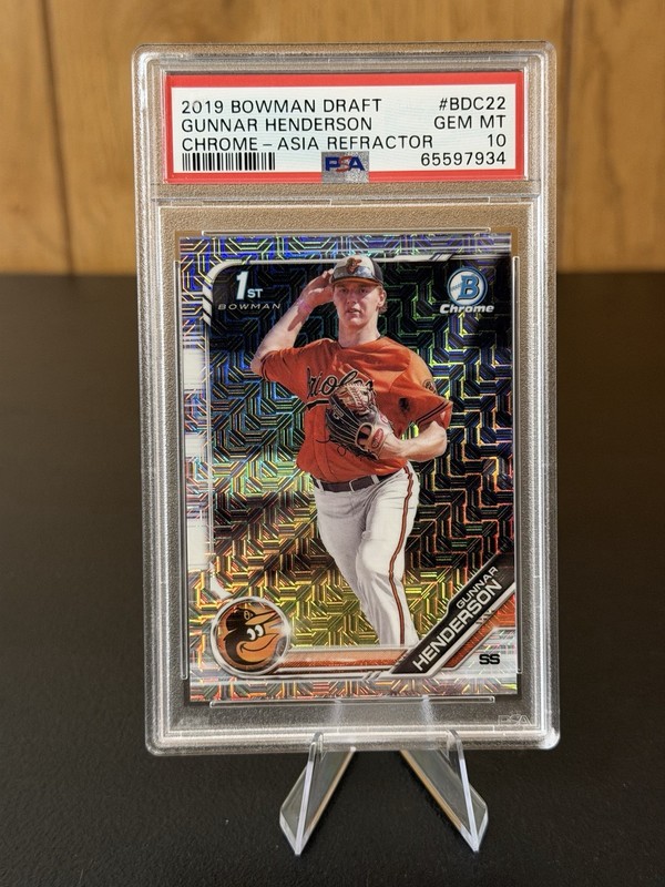 2019 BOWMAN DRAFT GUNNAR HENDERSON CHROME ASIA REFRACTOR PSA 10 ORIOLES