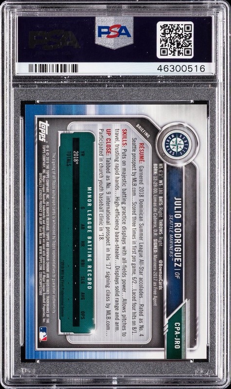 2019 Bowman - Chrome Prospect Autographs Julio Rodriguez #CPA-JRO (AU, RC) view 2