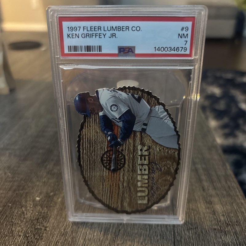 KEN GRIFFEY JR 1997 FLEER LUMBER COMPANY DIE CUT INSERT #9 PSA 7 Mariners
