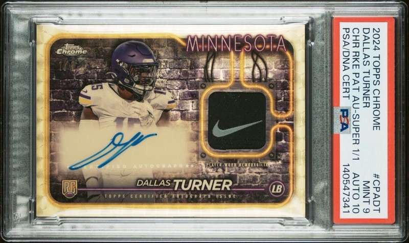 2024 Topps Chrome Dallas Turner Superfractor Rookie Patch Auto 1/1 PSA 9 Auto 10