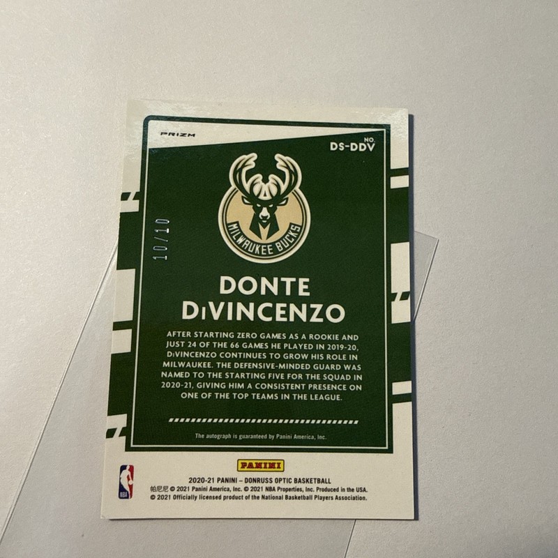 2020/21 Panini Donruss Optic Donte Divincenzo #10/10 Gold Prizm AUTO Dominators view 2