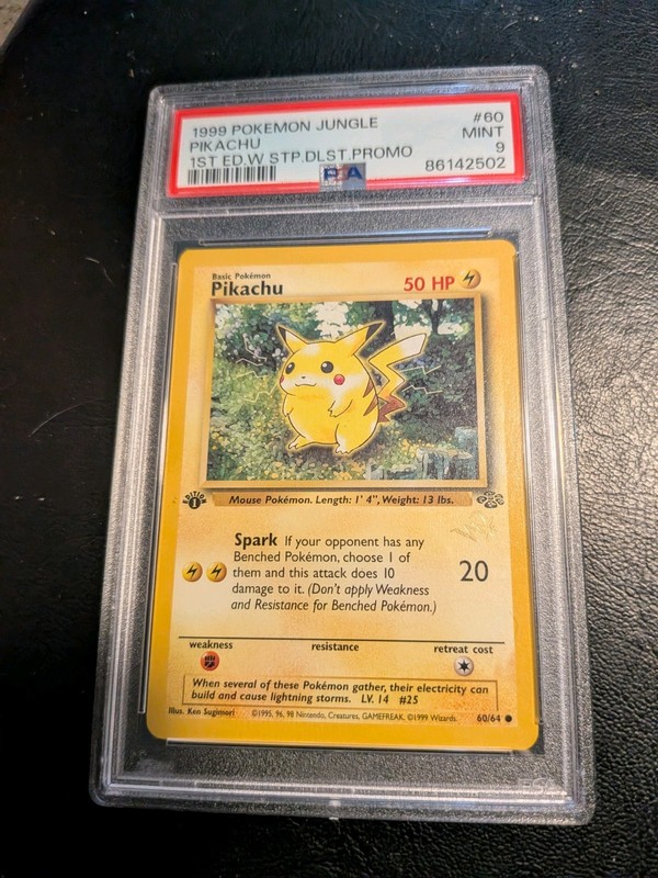 Pikachu PSA 9 1st Edition 1999 Pokemon Jungle Wizard WOTC Stamp Promo 60/64
