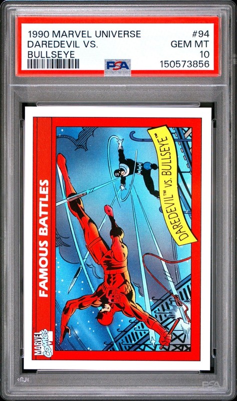 1990 MARVEL UNIVERSE 94 DAREDEVIL VS. BULLSEYE PSA 10 GEM MINT
