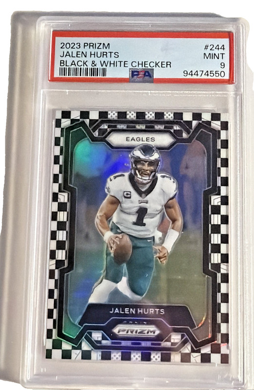 2023 PANINI PRIZM Football B&W CHECKER #244 JALEN HURTS PSA 9