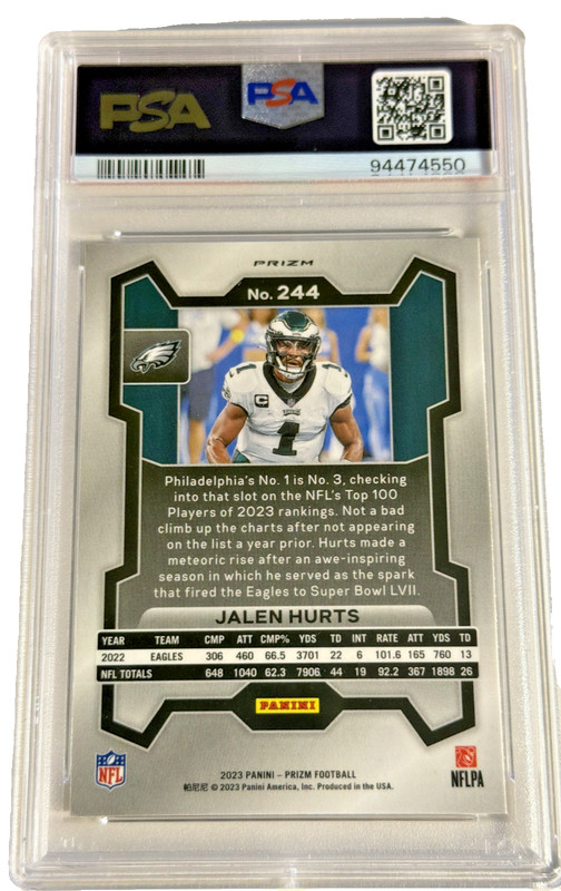 2023 PANINI PRIZM Football B&W CHECKER #244 JALEN HURTS PSA 9 view 2