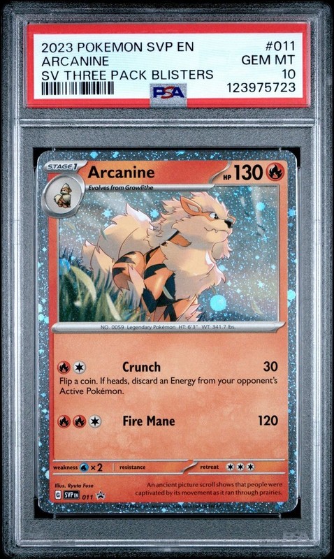 Pokemon Arcanine SV Three Pk. Blisters Holo Promo SVP EN 011 PSA 10 Gem Mint