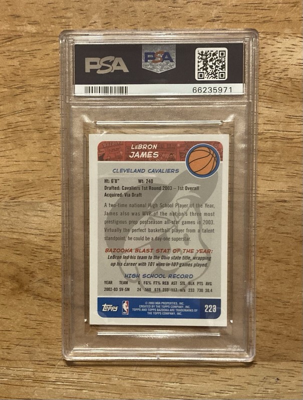 LeBron James 2003-04 Topps Bazooka MINI #223 RC Rookie Graded PSA 8 Cavaliers view 2