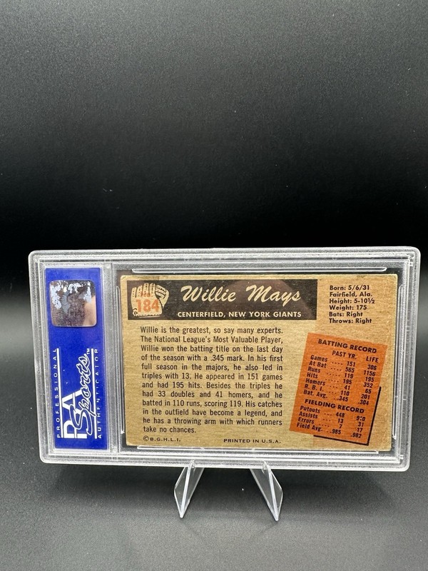 1955 Bowman Set-Break #184 Willie Mays PSA2 GOOD view 2