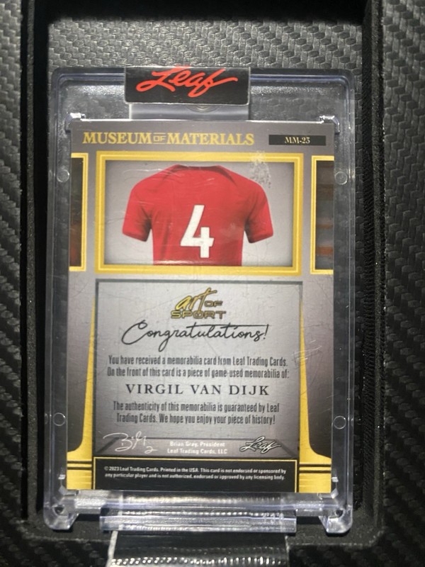 Leaf 2023 Art of Sport Virgil van Dijk Museum Materials MATCH WORN PATCH /3 view 2