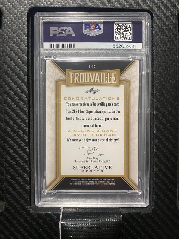 Zidane+Beckham Dual Match-Worn Patch Leaf 2020 RARE /2 PSA 9  view 2