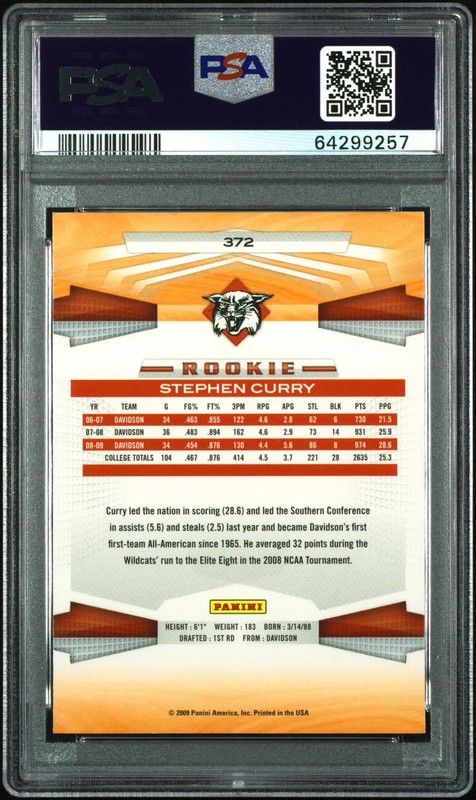 2009 Panini Stephen Curry #372 Glossy PSA 8 view 2