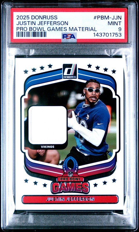 Justin Jefferson 2025 Donruss Pro Bowl Games Materials #PBM-JJN PSA 9 Vikings