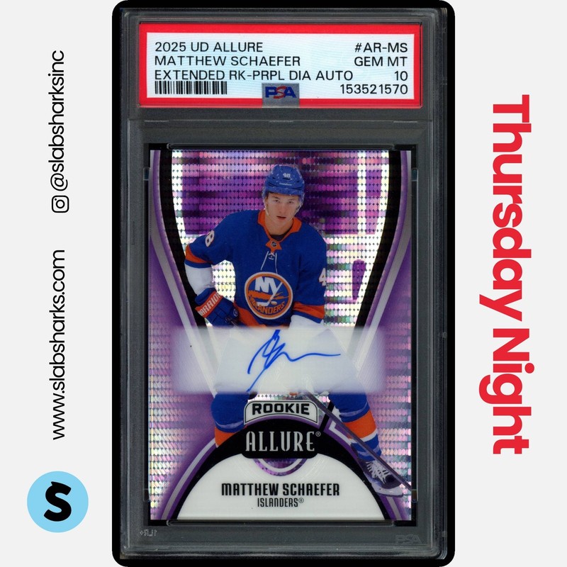 2025 UD ALLURE MATTHEW SCHAEFER ROOKIE AUTO PURPLE DIAMOND RC /10 PSA 10 POP 1