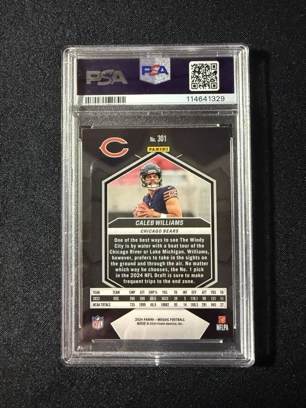 Caleb Williams 2024 Panini Mosaic Chrome Rookie #301 PSA 9 (RC) view 2