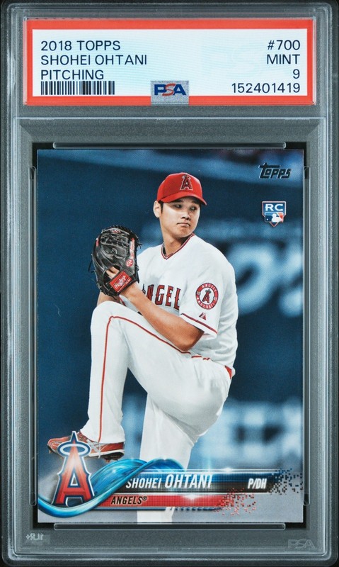 2018 Topps Series 2 Shohei Ohtani Rookie PSA 9 Pitching #700