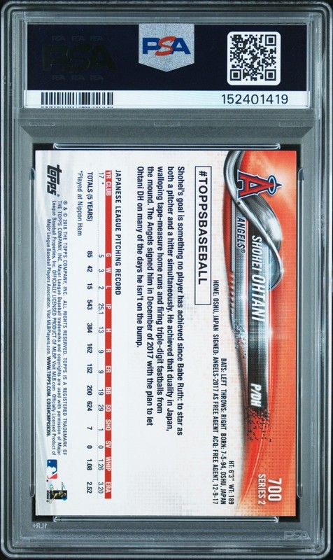 2018 Topps Series 2 Shohei Ohtani Rookie PSA 9 Pitching #700 view 2
