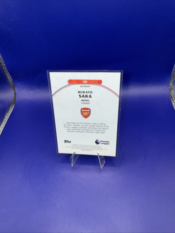2026 Topps Finest Premier League Blue Refractor Bukayo Saka/150 #106 view 2