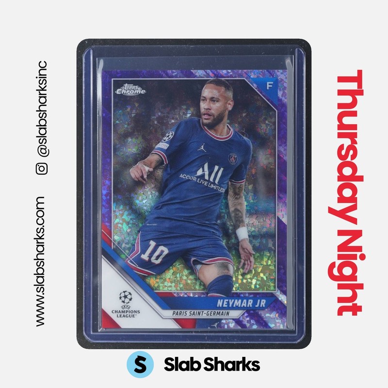 2021 TOPPS CHROME UCL #50 NEYMAR JR PURPLE MINI DIAMOND REFRACTOR /250