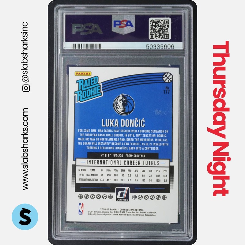 2018 PANINI DONRUSS #177 LUKA DONCIC RC ROOKIE PSA 10 view 2