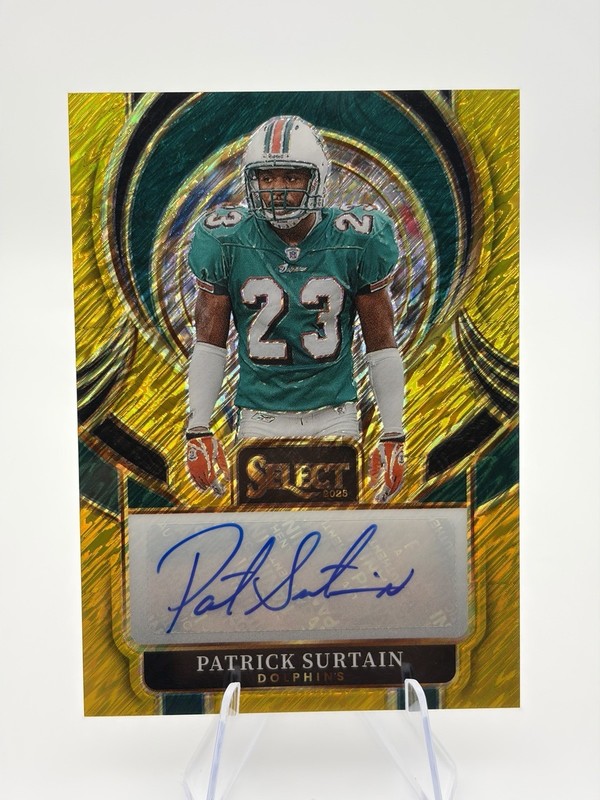 Patrick Surtain 2025 Panini Select Gold Prizm Auto /10 #SIP-PSN Miami Dolphins