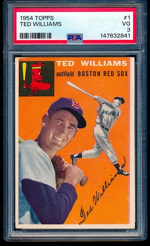 1954 Topps Ted Williams #1 PSA 3 ++ Well Centered, beautiful appeal, no creases