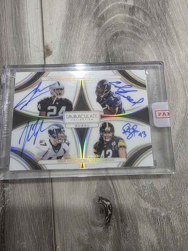 2024 Immaculate Quad Auto Woodson Lynch Ed Reed Polamolu Gold /10 On Card 4 HOF 