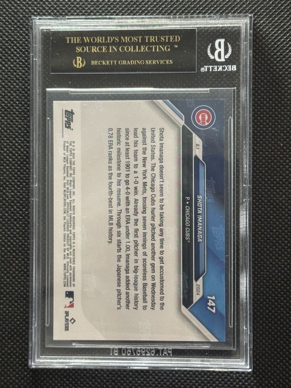 2024 TOPPS NOW #147 SHOTA IMANGA ROOKIE RC BGS 10 BLACK LABEL Chicago Cubs view 2