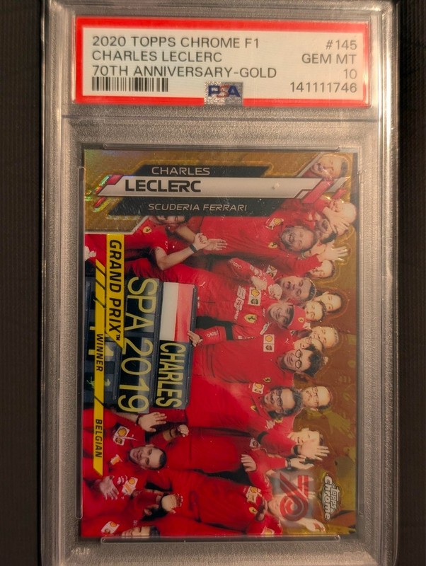 2020 Topps Chrome F1 Charles Leclerc 70th Anniversary Gold PSA 10