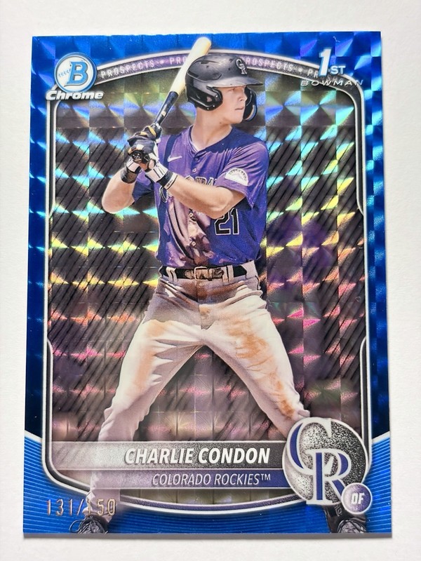 2025 Bowman Chrome Charlie Condon 1st #BCP-75 Blue Geometric Refractor /150 view 1