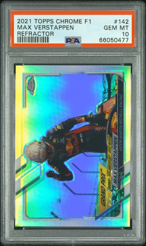 2021 TOPPS CHROME FORMULA 1 #142 MAX VERSTAPPEN REFRACTOR PSA 10 GEM MINT
