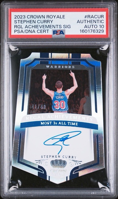 2023 Crown Royale Stephen Curry RGL Achievements Sig /49 PSA 10 Most 3's Warrior view 2