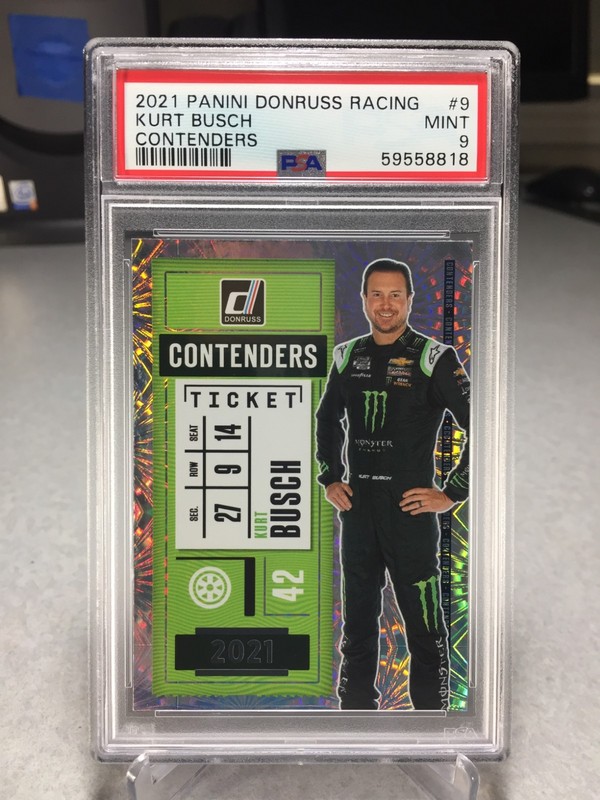 2021 Donruss Contenders Racing Kurt Busch #9 - PSA 9  POP 2 (none graded higher)