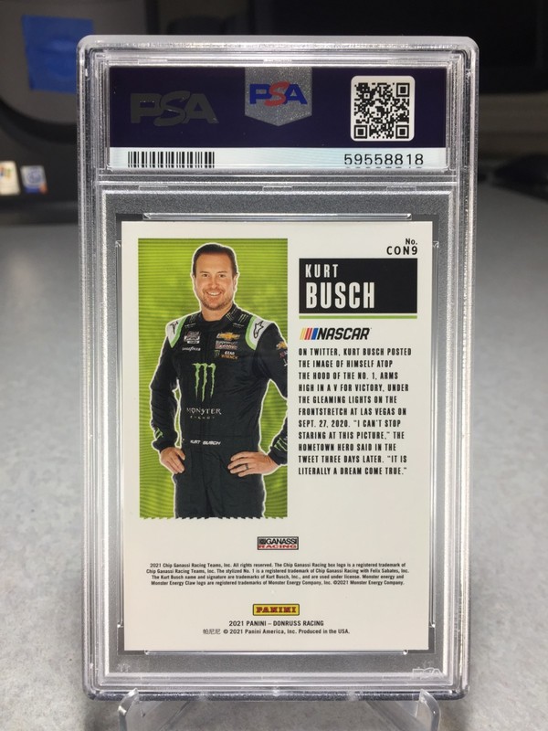 2021 Donruss Contenders Racing Kurt Busch #9 - PSA 9  POP 2 (none graded higher) view 2