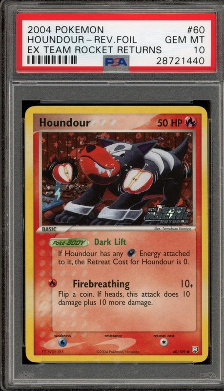 Pokemon Houndour EX Team Rocket Returns Reverse Holo Rare #60 PSA 10 Gem Mint