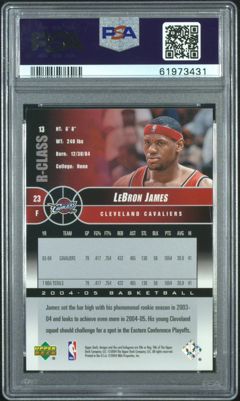 2004 UPPER DECK R-CLASS #13 LEBRON JAMES PSA 10 GEM MINT CLEVELAND CAVALIERS view 2