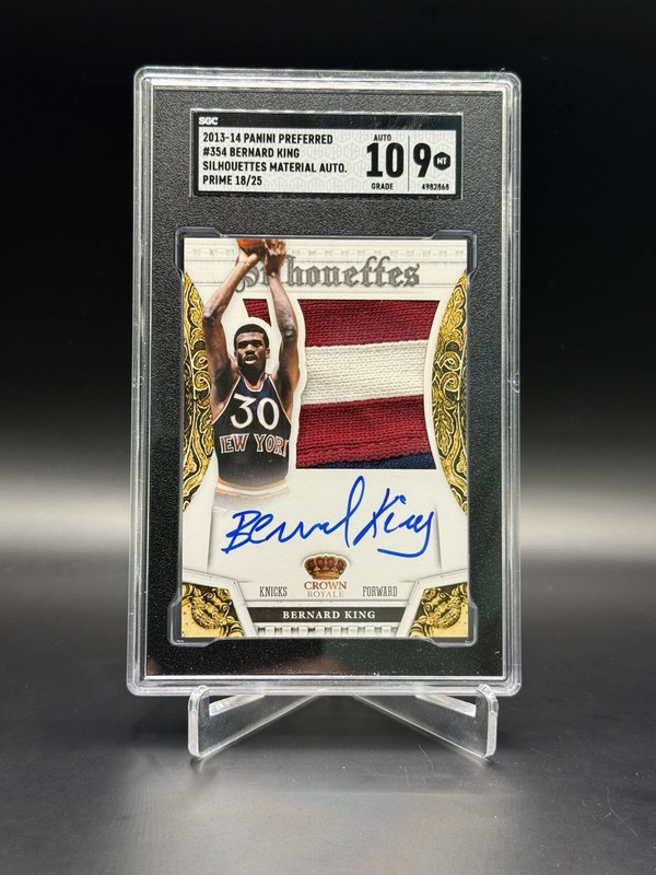 2013-14 Preferred Bernard King PRIME Silhouettes Patch Auto /25 Knicks SGC 9/10