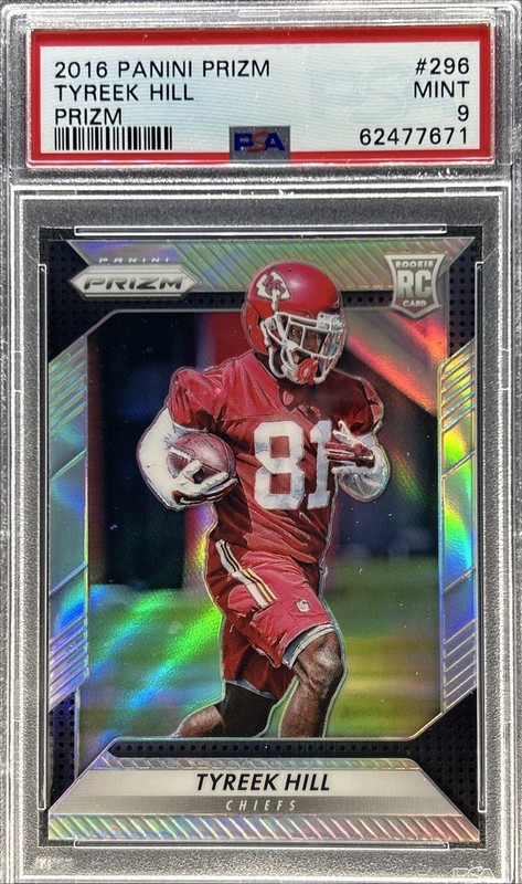 2016 Panini Prizm  **  TYREEK HILL  ** #296 Rookie (RC) Silver Prizm 💎PSA 9💎