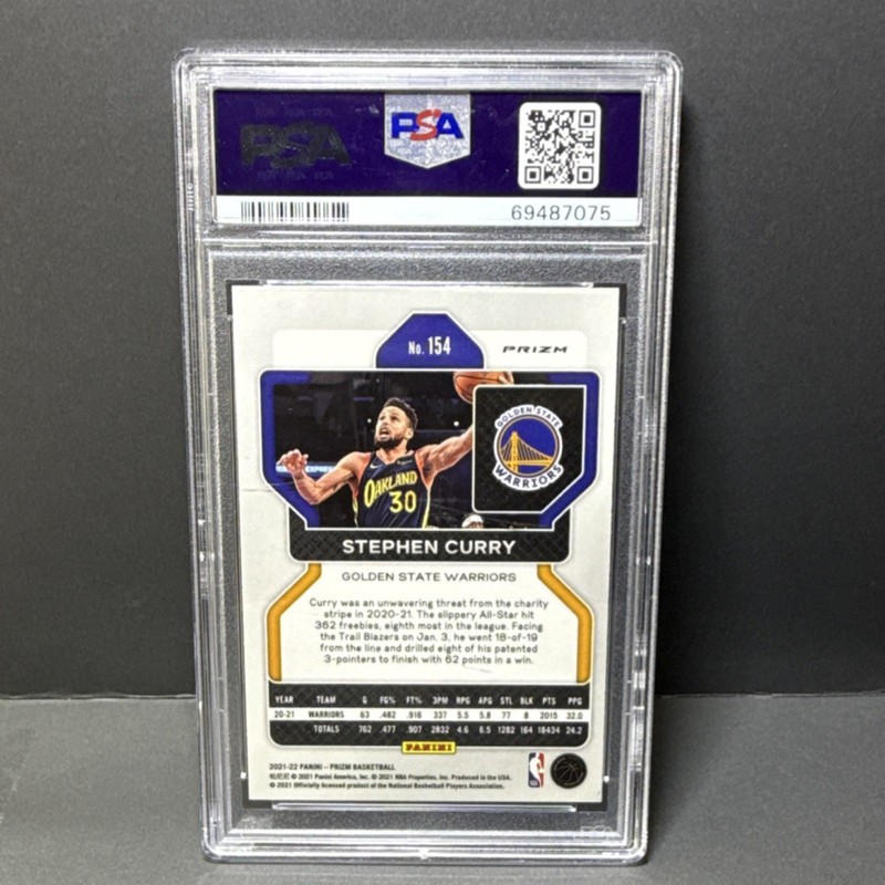 2021 Prizm Stephen Curry NBA 75th Anniversary Prizm #154 PSA 10 🔥Warriors view 2
