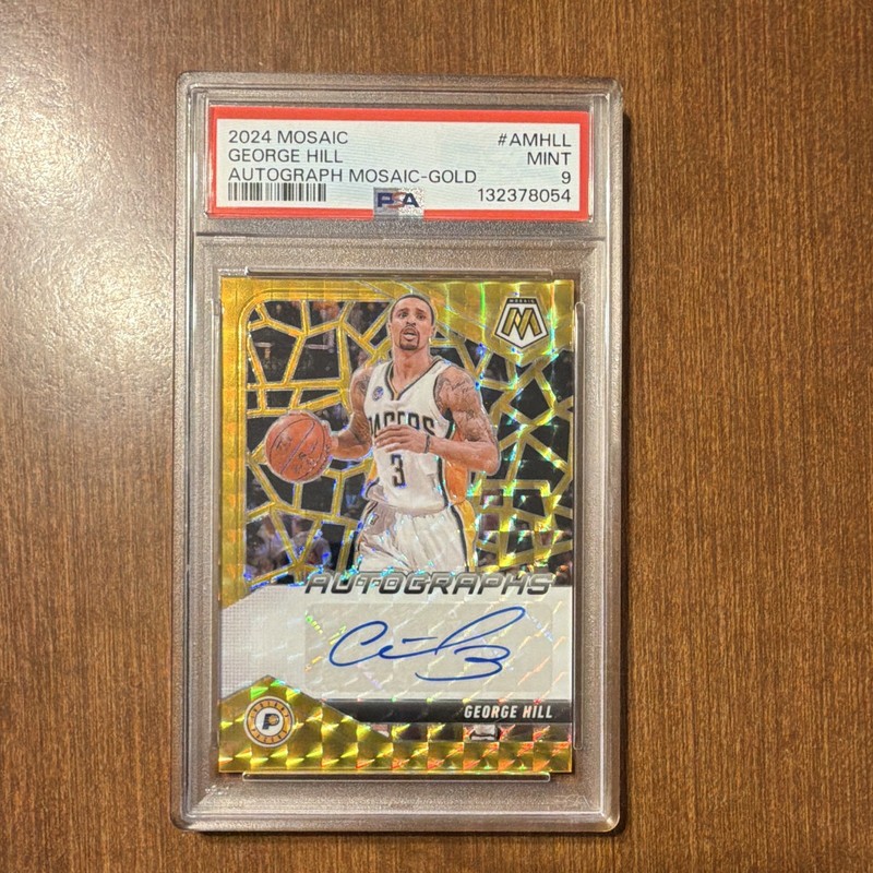 Panini 2024-25 Mosaic George Hill Gold Mosaic Auto #AM-HLL PSA 9 /10
