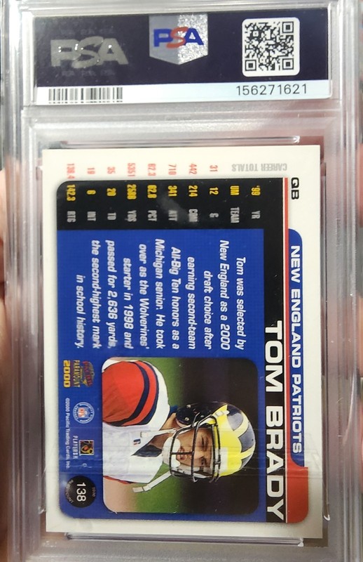 2000 Pacific Paramount Tom Brady Rookie RC #138 PSA 7 NM New England Patriots🔥 view 2