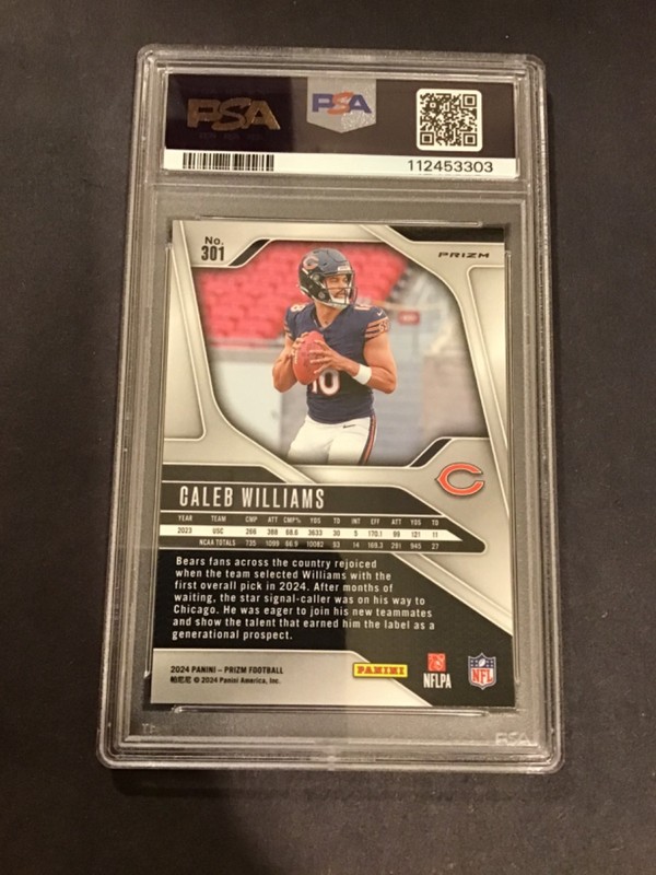 2024 Prizm Caleb Williams Rc Red White Blue #301 PSA 9 Bears view 2