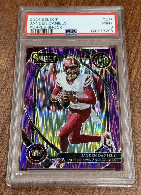 2024 Panini Select Jayden Daniels Club RC Purple Prizm Shock Rookie #/360 PSA 9