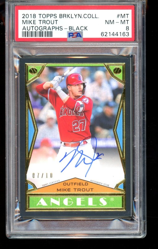 2018 TOPPS BROOKLYN MIKE TROUT BLACK AUTO 7/10 PSA 8 NM-MT SUPER CLEAN AUTOGRAPH