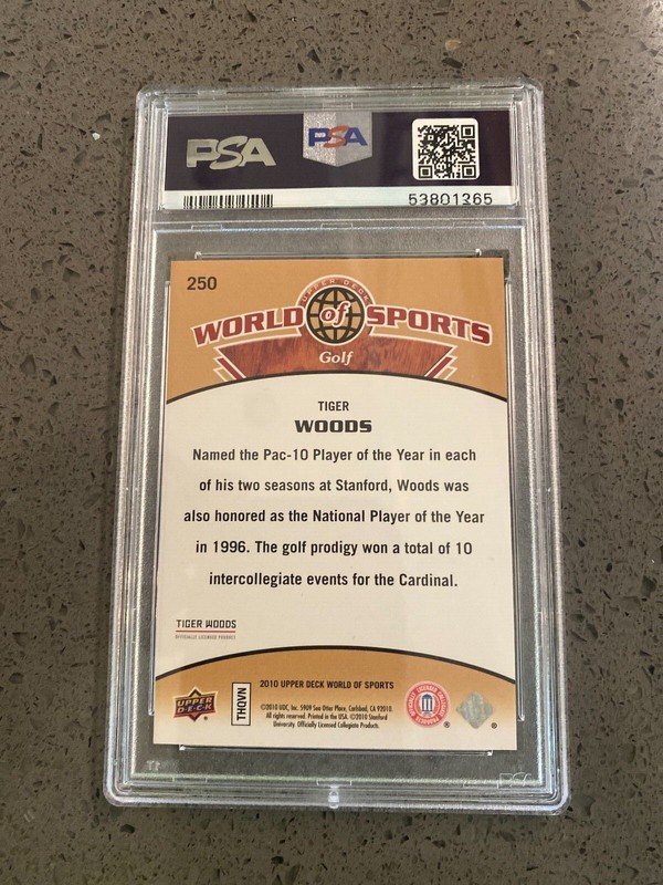 Tiger Woods 2010 Upper Deck #250 PSA Graded Nr Mt.- Mt "8" POP 1 ONLY 3 HIGHER! view 2