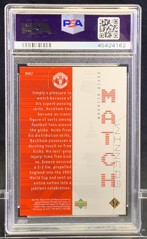 2003 Upper Deck DAVID BECKHAM Man-U Match Winners #MW7 PSA 7 POP 13 view 2