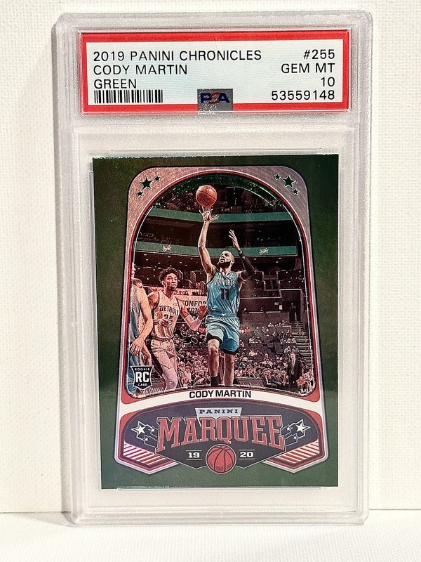 2019-20 Chronicles Cody Martin #255 MARQUEE GREEN Holo Rookie Card PSA 10 GEM!! view 1
