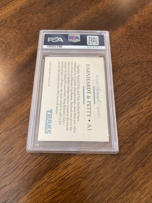 1992 TRAKS AUTOGRAPH DALE EARNHARDT RICHARD PETTY PSA 10 POP 9 1st AUTOGRAPH view 2