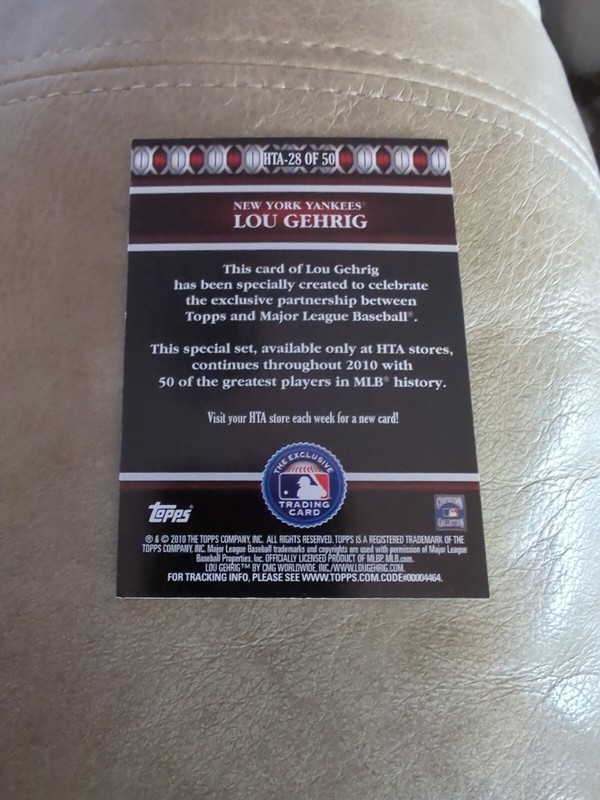 2010 TOPPS LOGOMAN HTA #HTA-28 LOU GEHRIG NEW YORK YANKEES view 2