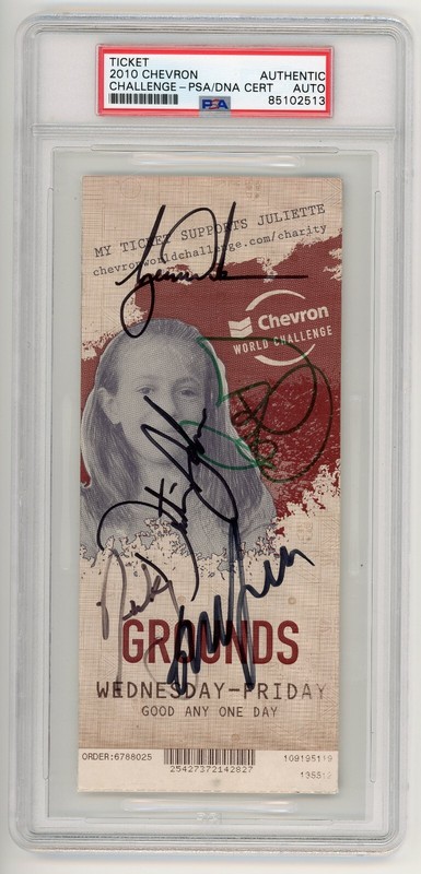 Tiger Woods, Rory McIlroy, Dustin Johnson Autograph Ticket PSA Authentic